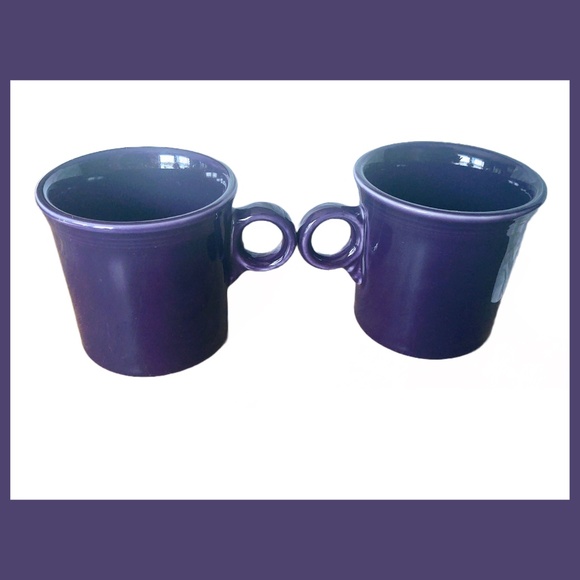 RETIRED FIESTA COLOR PLUM PAIR OF COFFEE MUGS - Picture 3 of 8